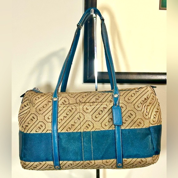 Coach Handbags - Gently Used COACH F12254 Lozenge Print Brown/Khaki/Blue Satchel